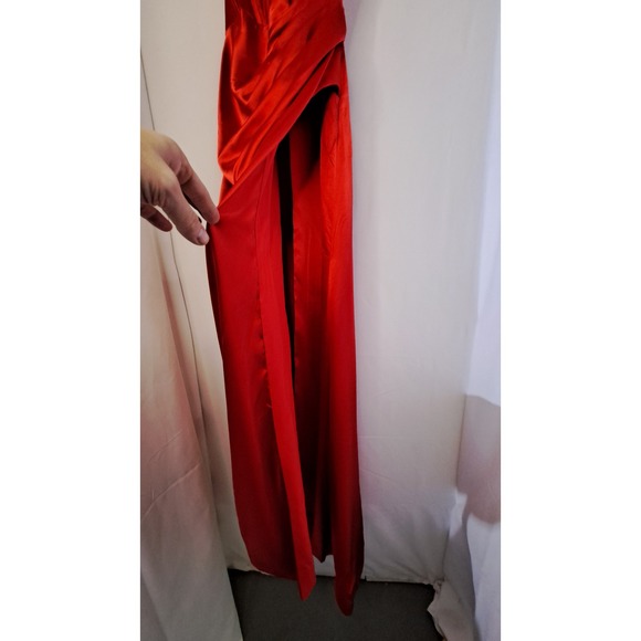 NEW Red Satin Corset Maxi Dress Size 4 Winter Formal Gown Sexy Feminine Flowy - Picture 7 of 15